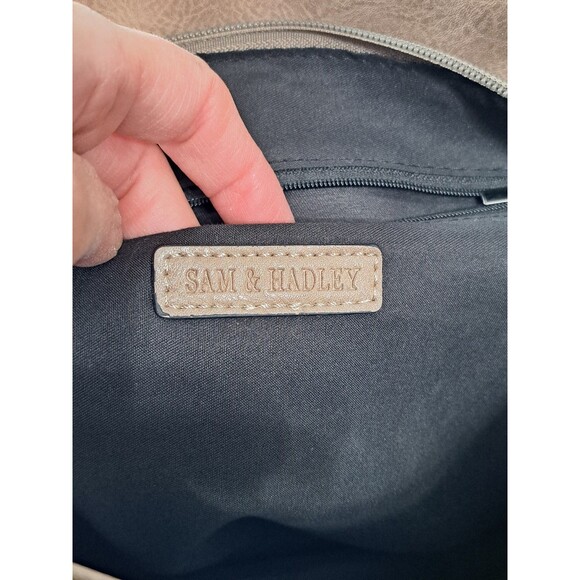 Sam & Hadley Tan/Taupe Faux Leather Studded Shoulder Bag - Picture 7 of 12